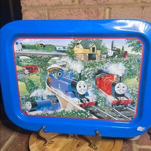 Vintage Thomas & Friends Blue Train Toy Tin Serving Tray 1989